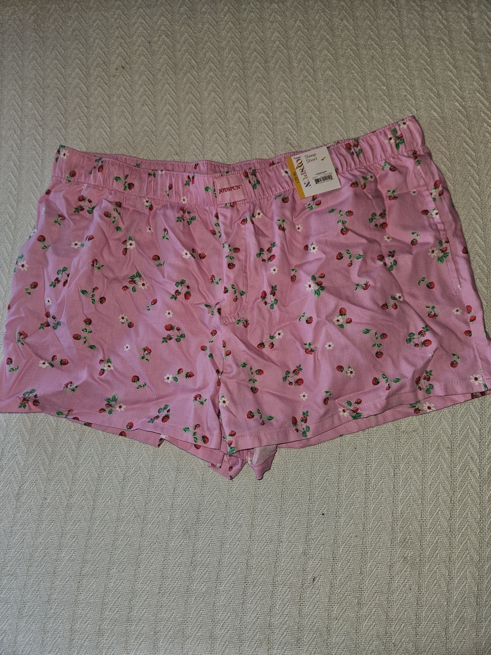 Cozy Pink Strawberry-Print Lounge Shorts
